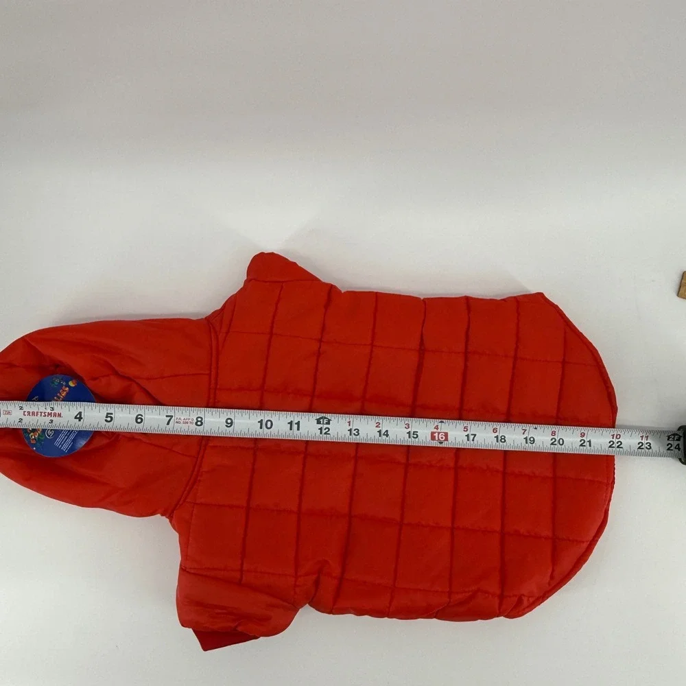 Partie‎ Folies Dog Costume Red Puffer Vest with Faux Fur Hood Pet Apparel NWT